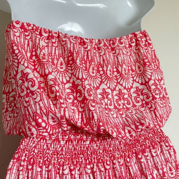 Helen Jon Jolie Bandeau Dress in Island Batik/Watermelon Pink Size Medium NEW - Picture 7 of 14